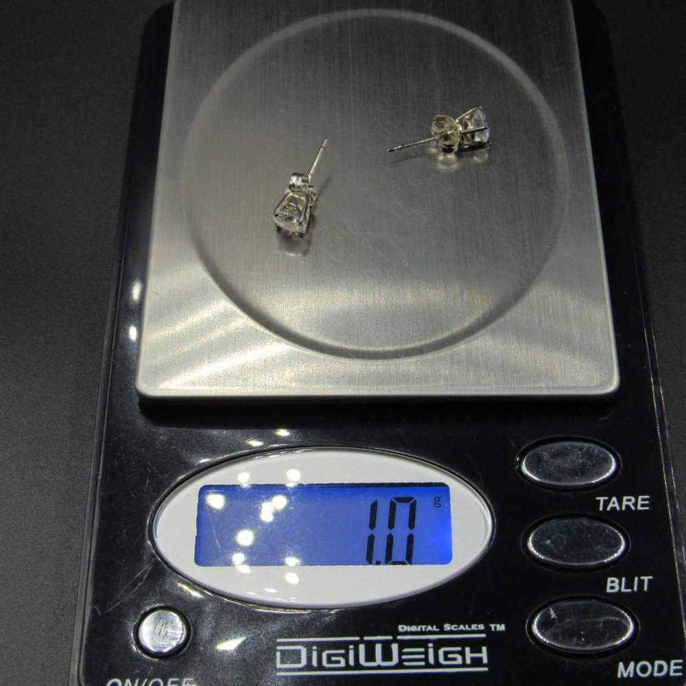 Sterling Tiny Rustic Cubic Zirconia Earrings - image 6